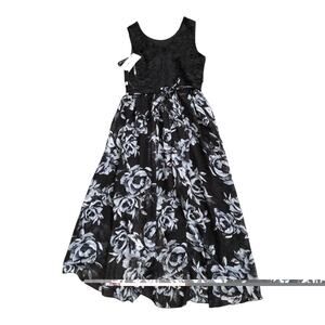 Xtraordinary Girls 8 High Low Formal Dress Black Lace Floral Rhinestone Waist